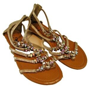 Womens  Rue 21 ETC! Open Toe Zip Heel Bling & Glitter Sandals sz 10